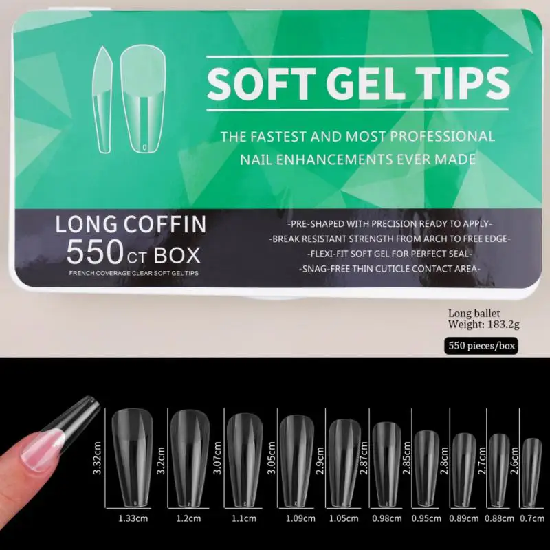 

550pcs Press On Nails False Nail Oval Square Semi-Frosted Full Cover UV Gel Fake Nails Tips Capsule Extension Nails Accessories