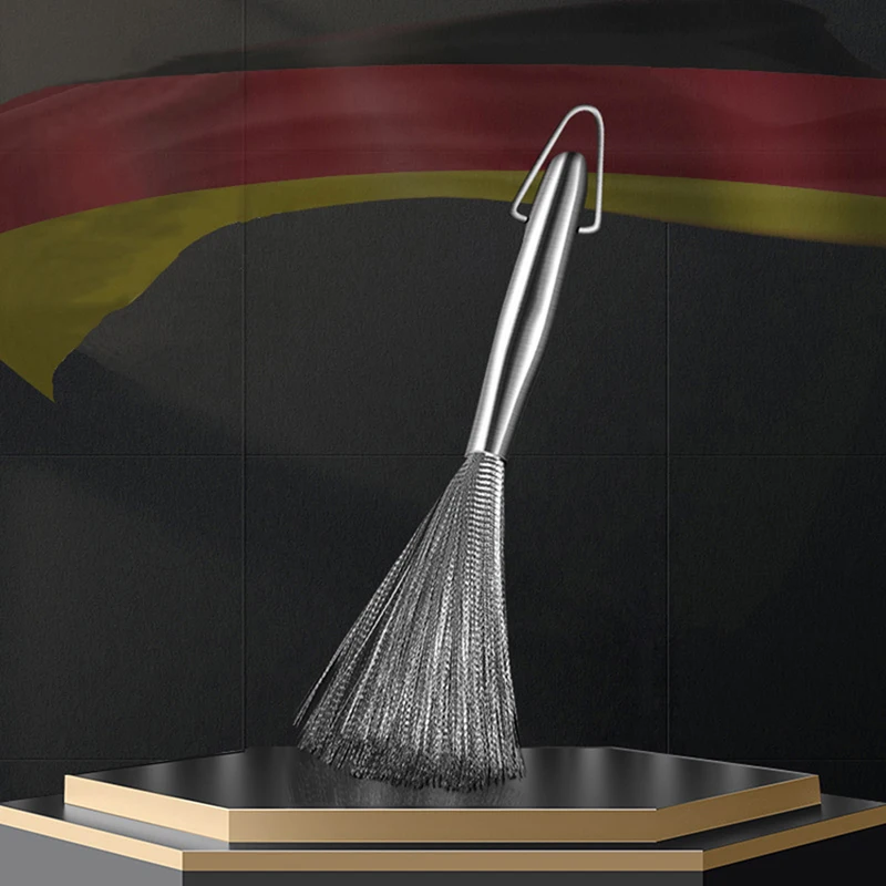 

Щетка для кастрюль из нержавеющей стали, щетка для чистки кастрюль с длинной ручкой, щетка для скребка посуды, кухонная щетка для чистки кастрюль