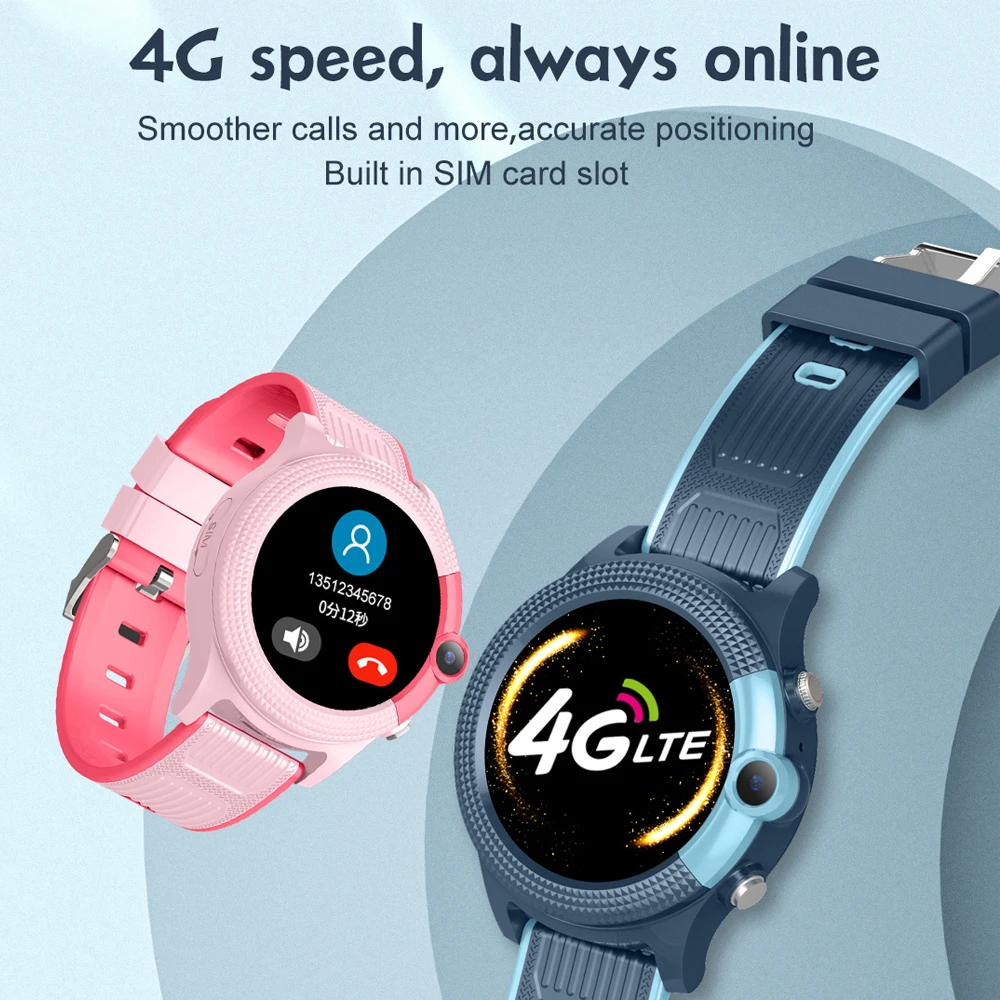 Детские умные часы KGG 4G водонепроницаемые IP67 с SOS фитнес-трекером GPS Wi-Fi вызовы