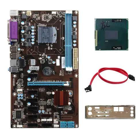 Материнская плата для майнинга BTC HM6X с процессором + кабелем SATA + перегородкой Поддержка DDR3 16 ГБ 8XPCIE Слот для видеокарты Материнская плата PGA988