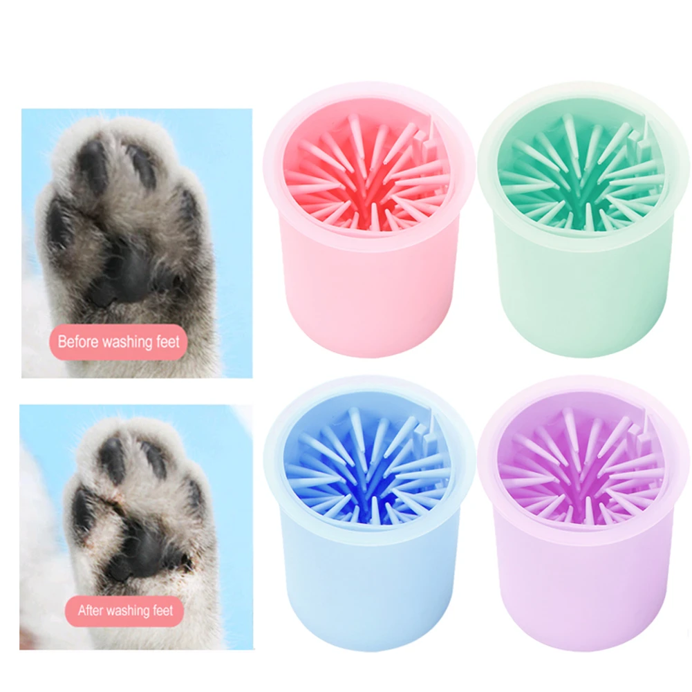Portable Dog Cat Dirty Paw Cleaner Cup Puppy Kitten Feet Washer Soft Silicone Pet Foot Wash Cup Foot Cleaning Bucket