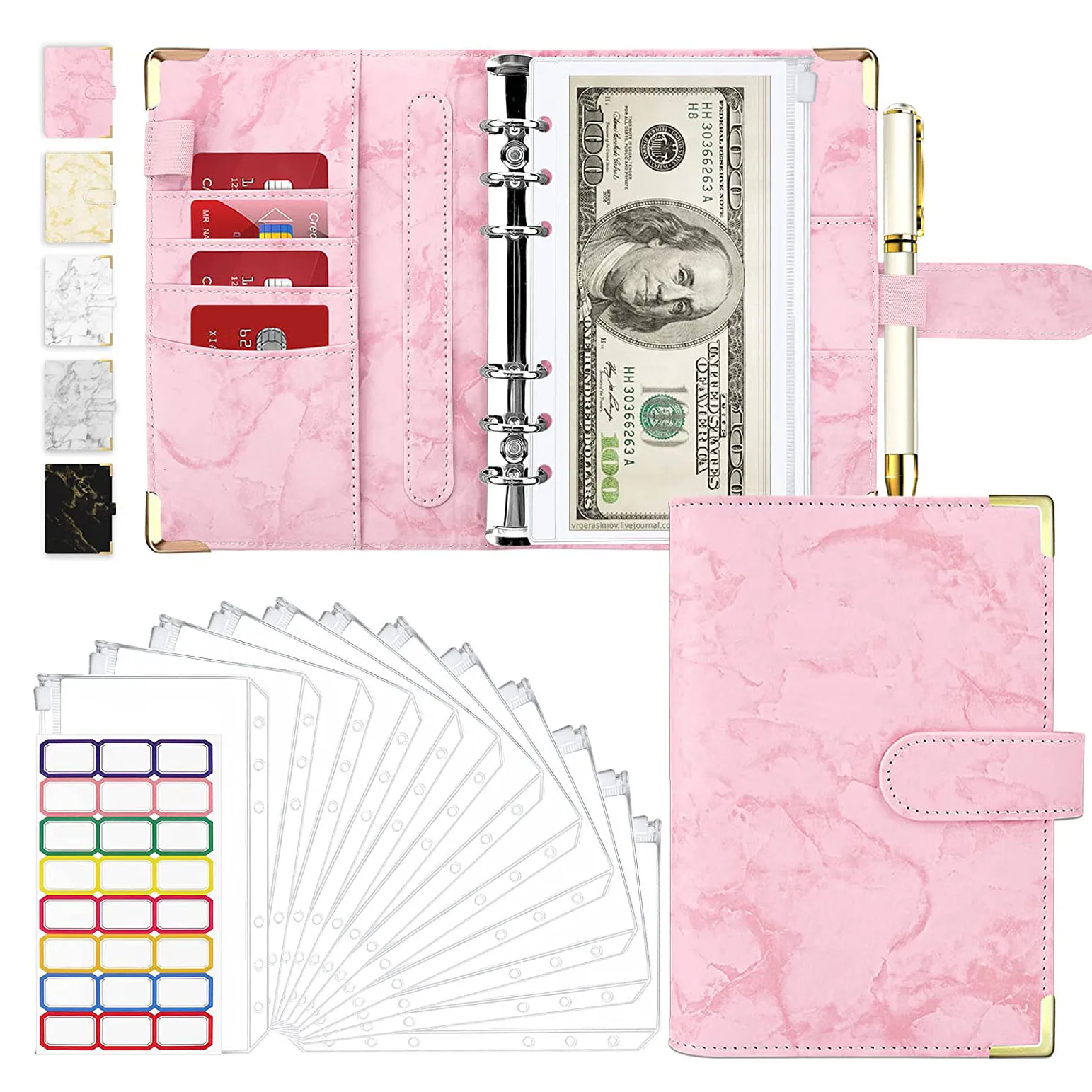 

14Pcs A6 Budget Binder Notebook Planner with 12 Zipper Binder Pockets ,Cash Envelopes for Budgeting, Money Organizer for Saving