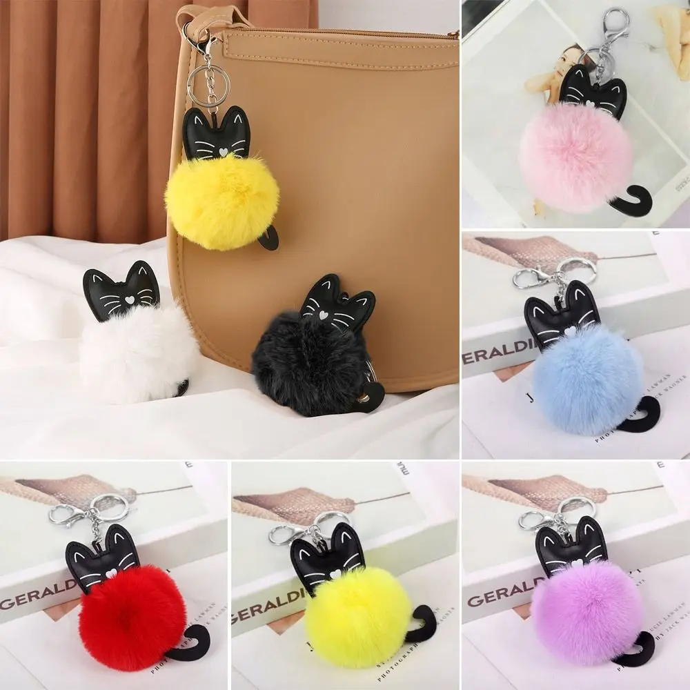 

3Pcs Unisex Fashion Jewelry Fluffy Plush Bag Ornaments Car Keyring Bag Pendant Cat Shape Pendants Keychain