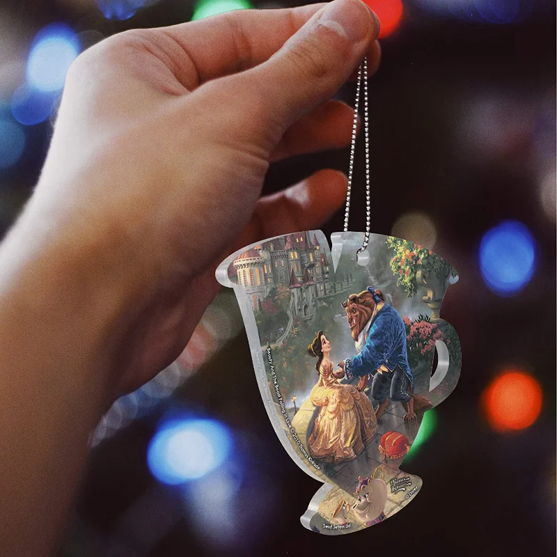 

Disney Hanging Christmas Tree Decoration Beauty And The Beast Car Ornament Pendant Acrylic Flat Decorations Kids Xmas Gifts