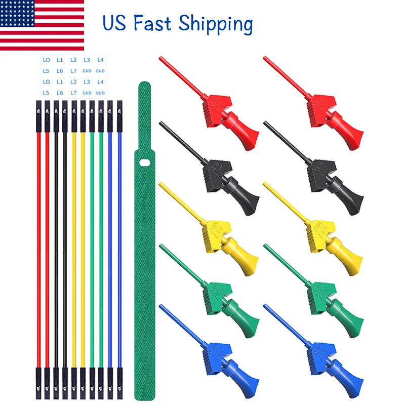 

Cleqee US P1512D мини-захват силиконовый Перемычка SMD IC тестовый крюк зажим тестовый комплект Dupont мама для макетной платы анализатора логики