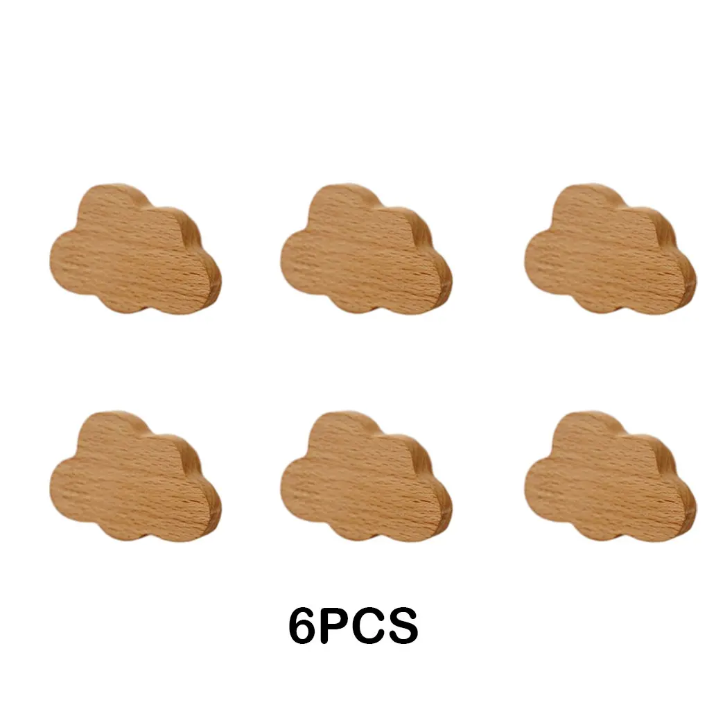 

Деревянные ручки для шкафов в форме сердца, луны, звезды, облака 6 шт.