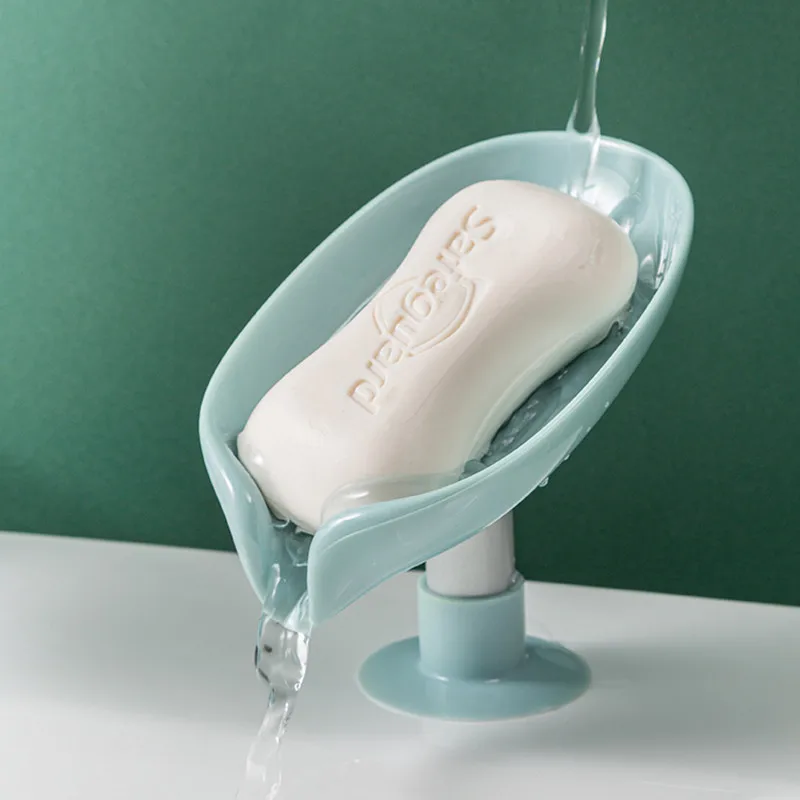 

Leaf Shape Soap Box Drain Soap Holder Box Bathroom Shower Soap Holder Dish Storage Plate Tray Bathroom Sucker Soap Hold
