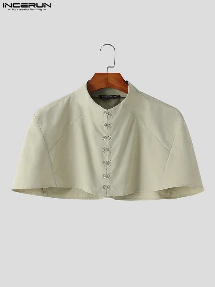 INCERUN Tops 2022 American Style Men's Solid All-match Simple Shirts Casual Streetwear Male Well Fitting Truncated Blouse S-5XL