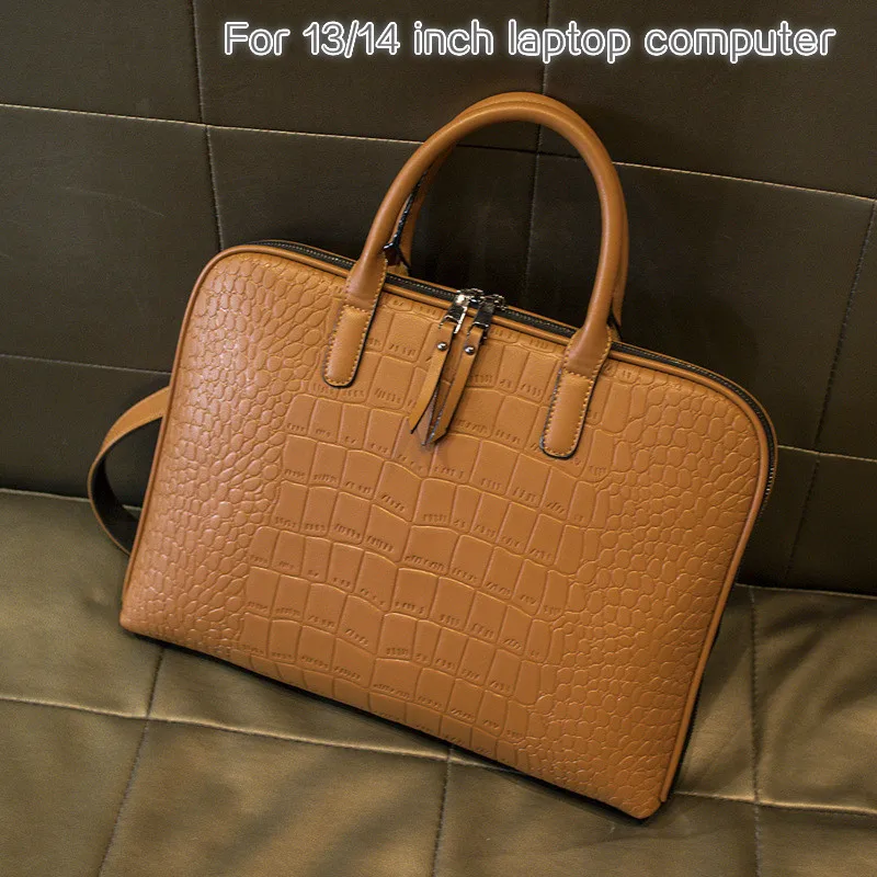 Business Women's Briefcase Leather Handbag Luxury Totes 15.6 14 Inch Laptop Shoulder Office Bags For Female Designer Briefcase