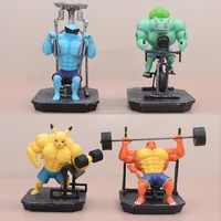 17cm pokemon muscle pikachu weightlifting charmander action figure anime creative garage kit model toys gifts for children