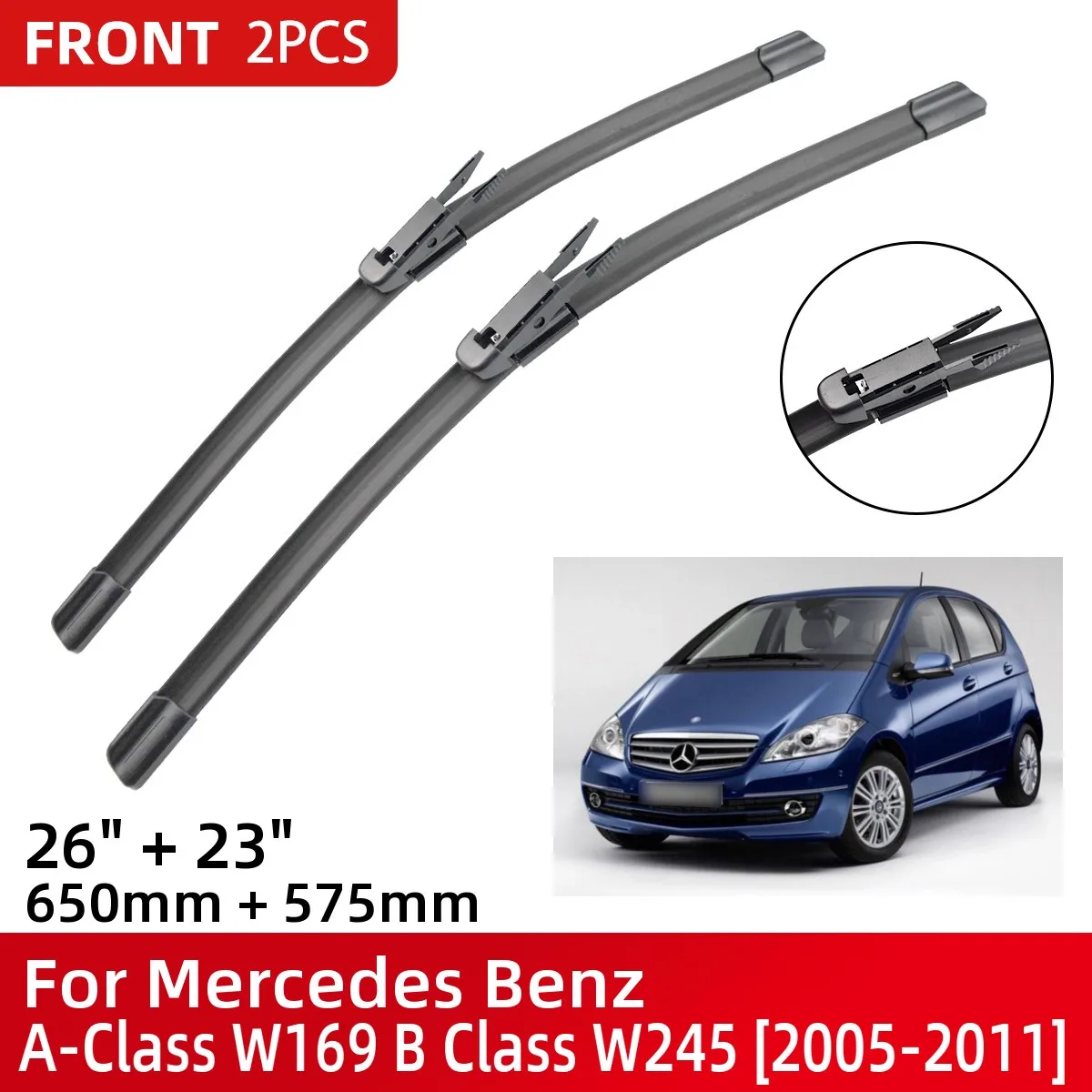 

Front Wiper Blades For Mercedes Benz A-Class W169 B Class W245 2005-2011 Windshield Windscreen Window 26"+23" 2008 2009 2010