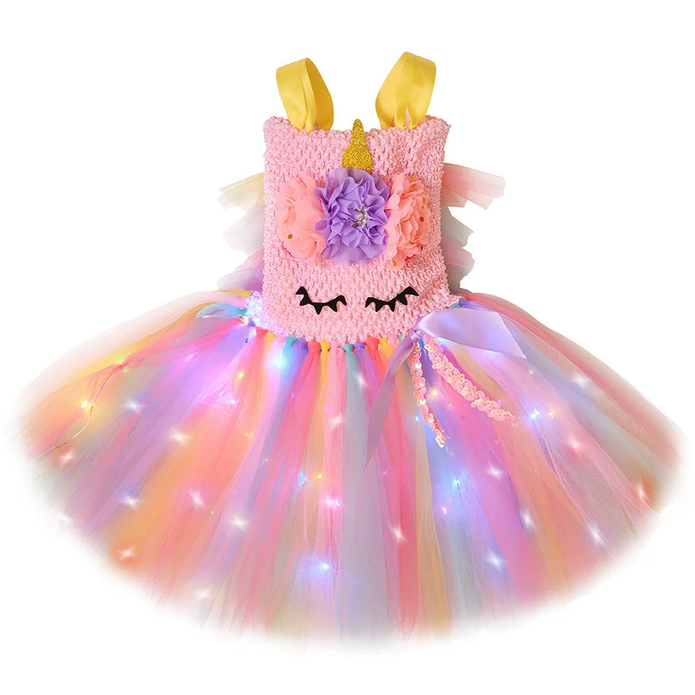 Костюм пони со светодиодной подсветкой и цветком единорога для девочек