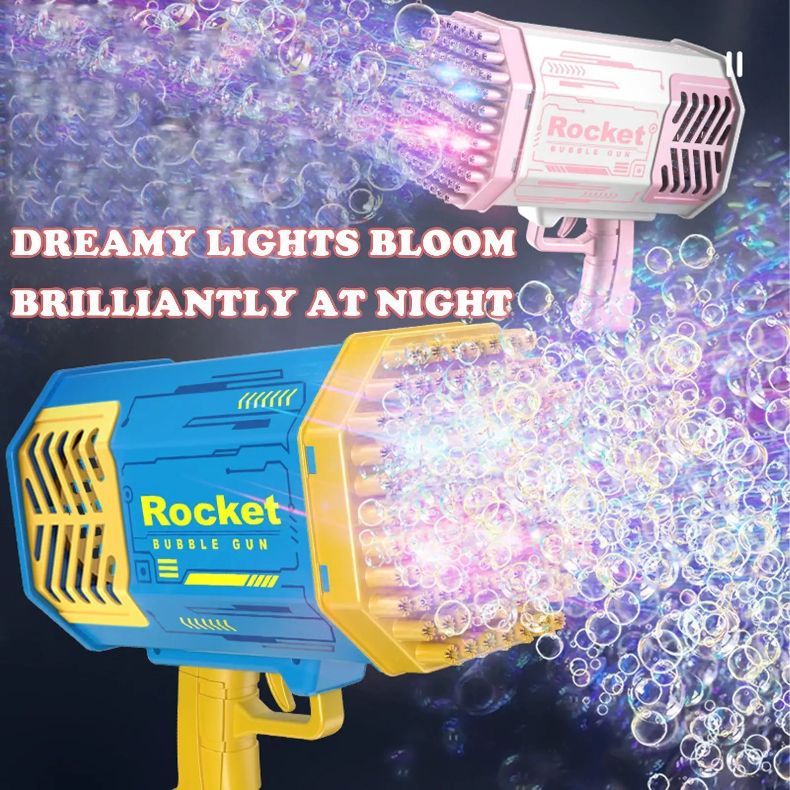 

Пулемет для мыльных пузырей ракета 69 отверстий пулемет автоматический нагнетатель мыла игрушки для детей подарок для детей насос для E9C4