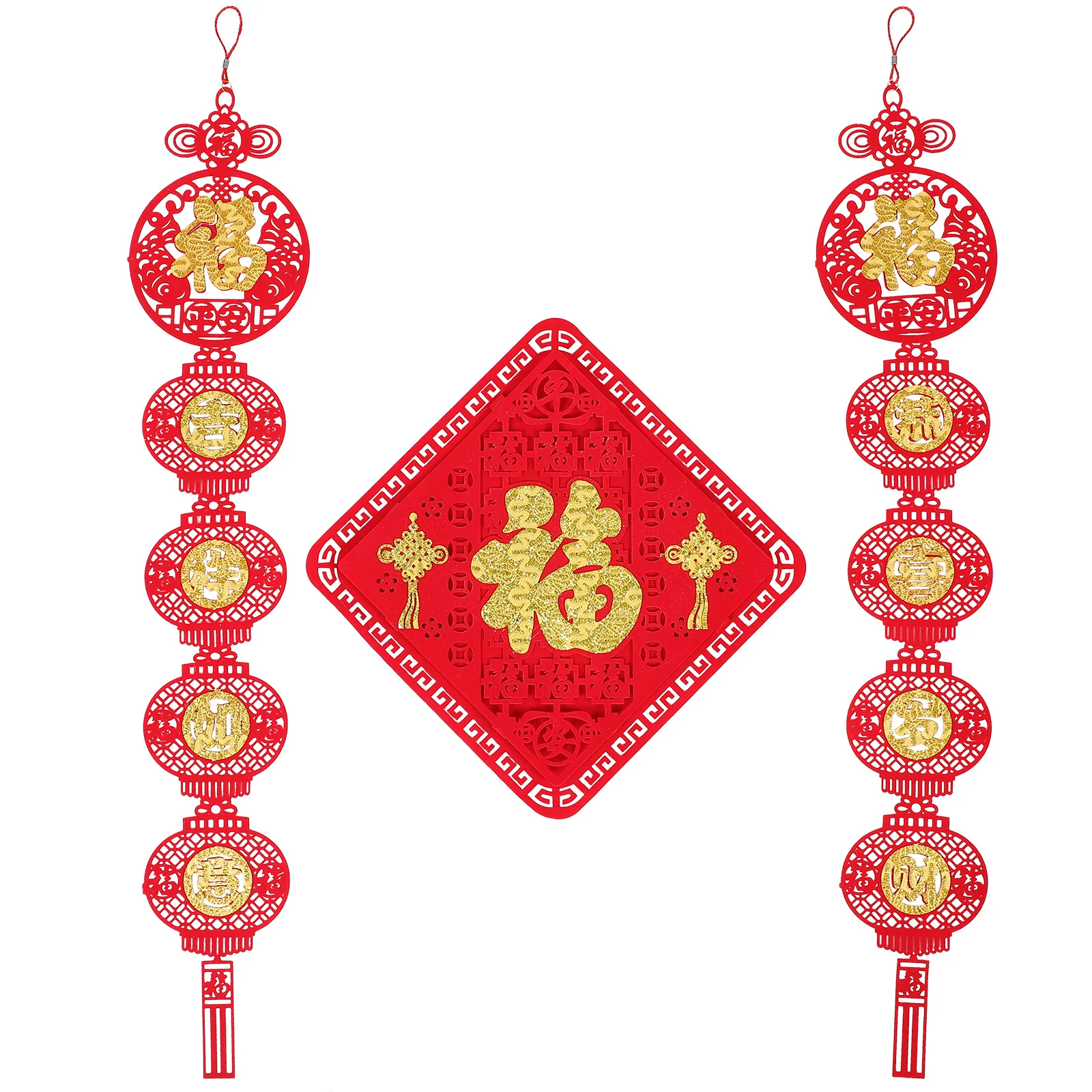 

Chinese New Coupletspring Festival Fu Year Couplets Pendant Decorations Chun Lunar Lian Tassel Knot Ornaments Decoration Sticker