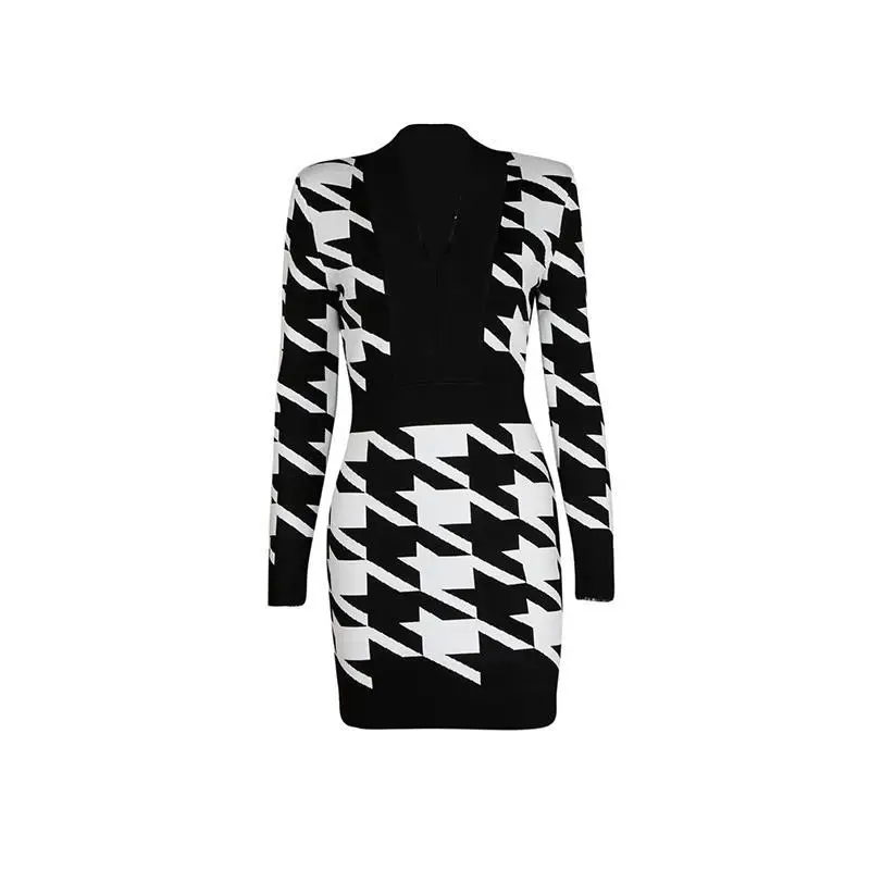 

Высококачественное платье-пуловер, мягкое приталенное повседневное женское платье, офисное женское платье с принтом, женское офисное плат...