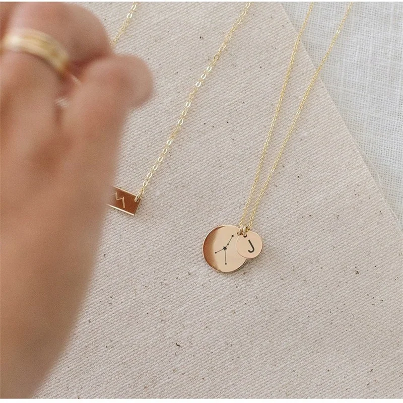 2 in 1 Constellation Letter Baby Necklace Jewelry Designer Custom Necklace Custom Gift Personalized Necklace Mom Gift