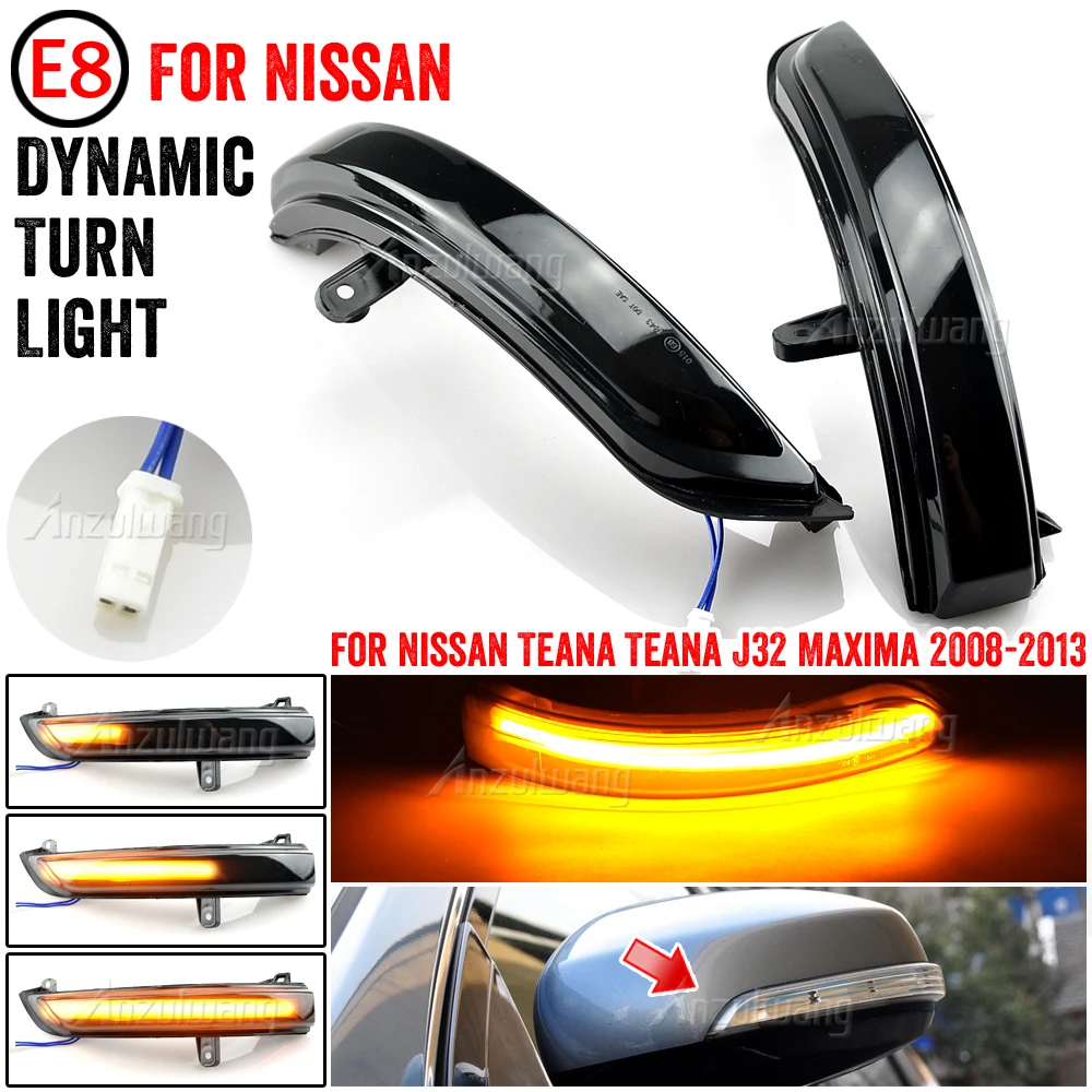 

2pcs Dynamic Turn Signal LED Side Mirror Indicator Blinker Sequential Light For Nissan Teana J32 2008-2012 Maxima