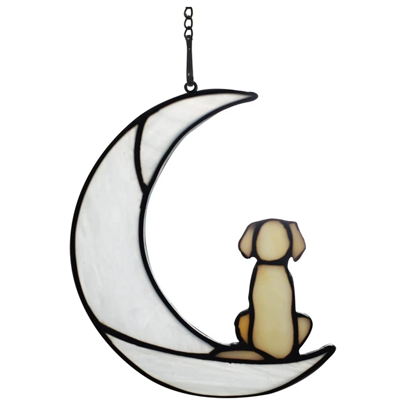 

Подарок сочувствие собаки, витражная собака на Луне для подарков Ловца солнца, памятный подарок с желтой собакой для долговечных подарков
