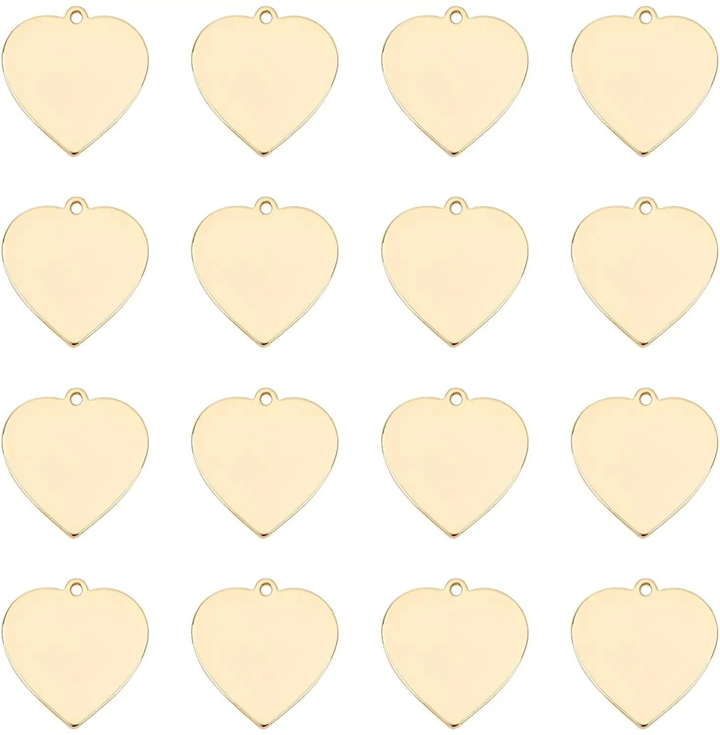 

16 PCS Real 18K Gold Plated Brass Pendants 23mm Long Stamping Blank Tag Heart for Jewelry Making Hole: 1mm