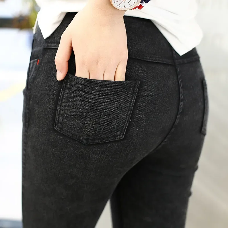 

5XL Plus size women Autumn Winter Pencil Pants Elastic Small Pant Thin Trousers Black Leggings Women Clothing Pencil Pants