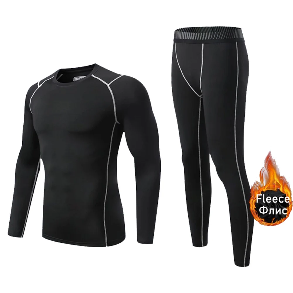 Winter Fitness Second skin Men's Kids Sports Underwear Fleece Warm Sportswear Base layer Thermal Track suit Men Sportswear