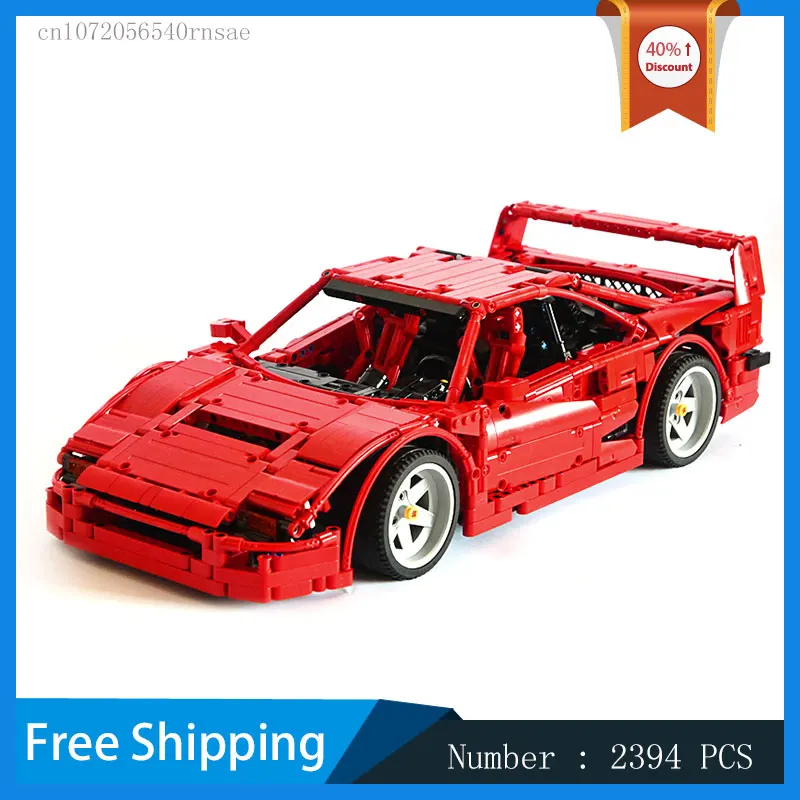 

MOC Building Blocks F40 Supercar 1:10 Scale Model Sports Car Technology Bricks DIY Assemble Toys Christmas Gift Kid Birthday