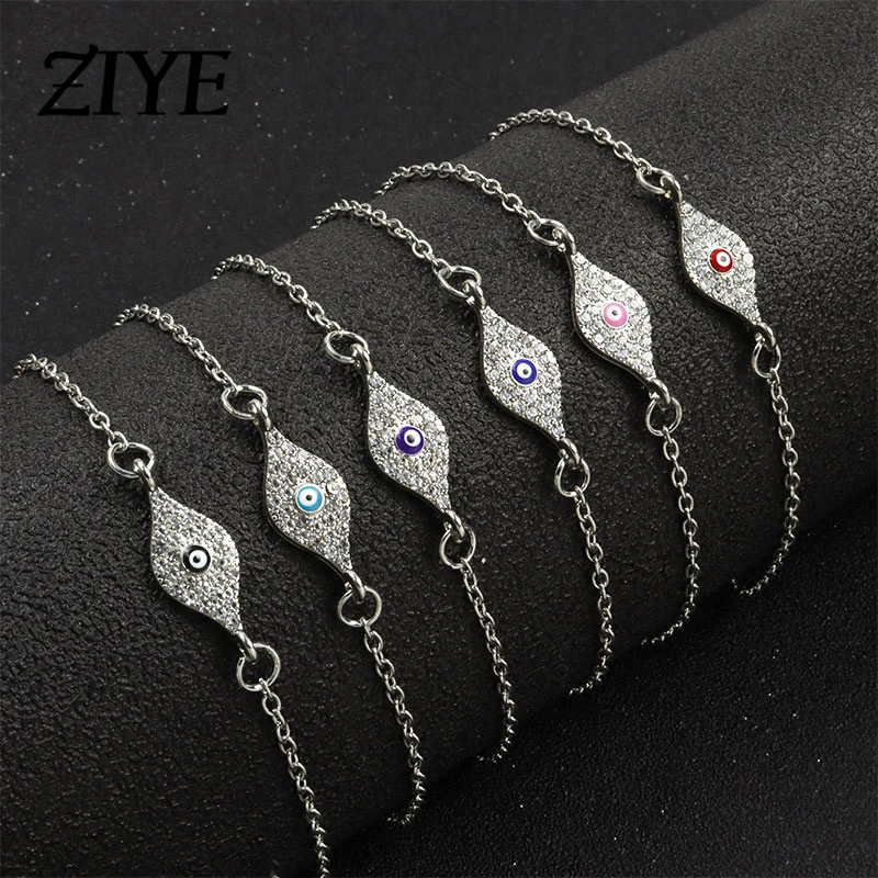 

Fashion Geometry Enamel Blue Turkish Evil Eye Lucky Bracelet Trendy Creative Alloy Rhinestone Charms Party Refined Jewelry Gifts