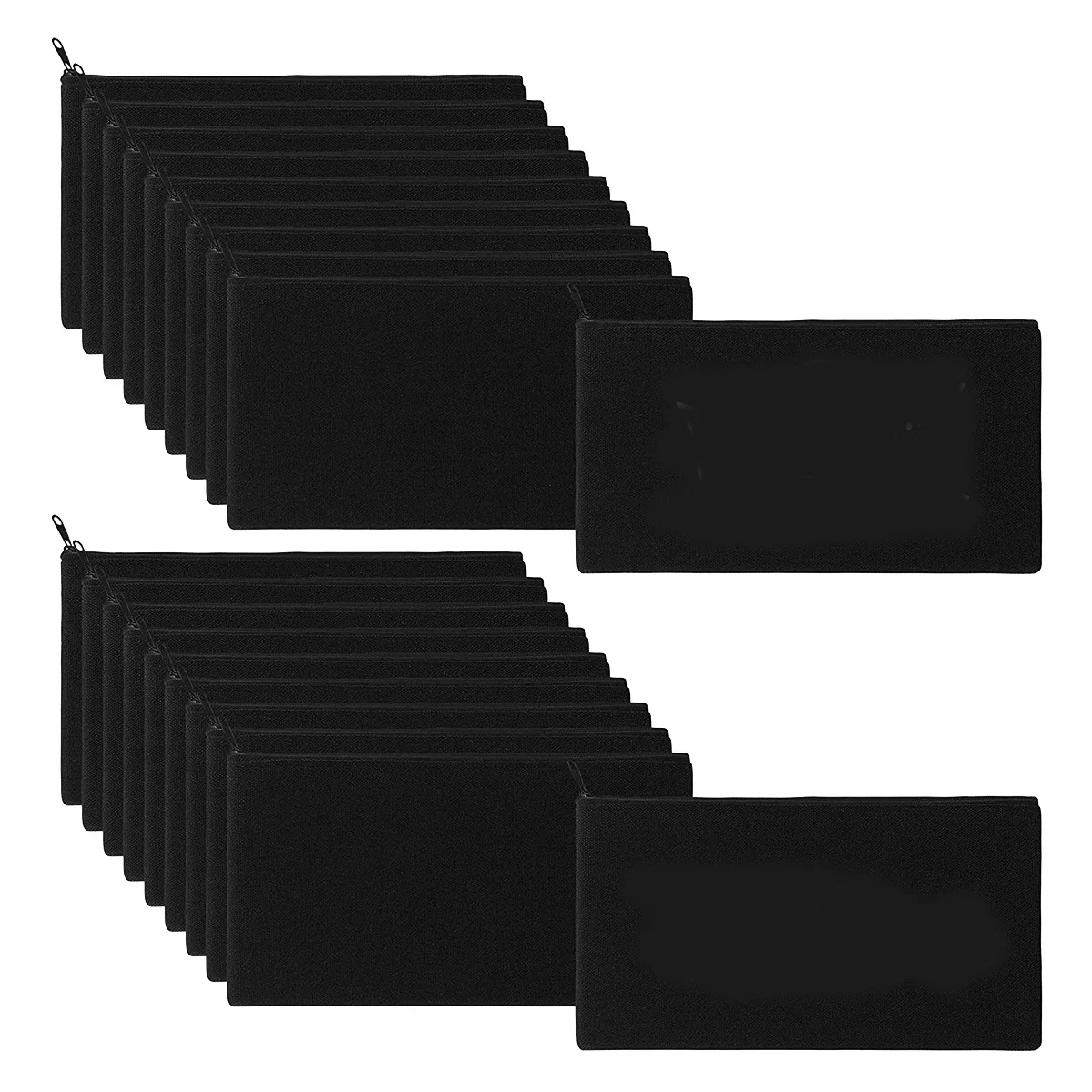 

40 шт. парусиновых пеналов, сумки для макияжа на молнии, пустое ремесло «сделай сам» (черный)