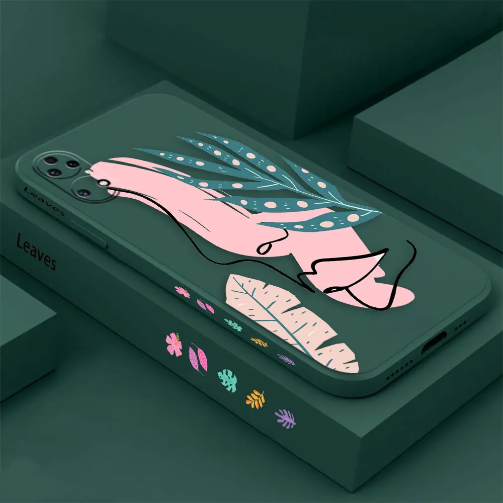 Funny Abstract Art Lines Fashion Phone Case For Huawei P60 P50 P40 P30 P20 Mate 50 40 30 20 20X 10 Colour Liquid Silicone Cover