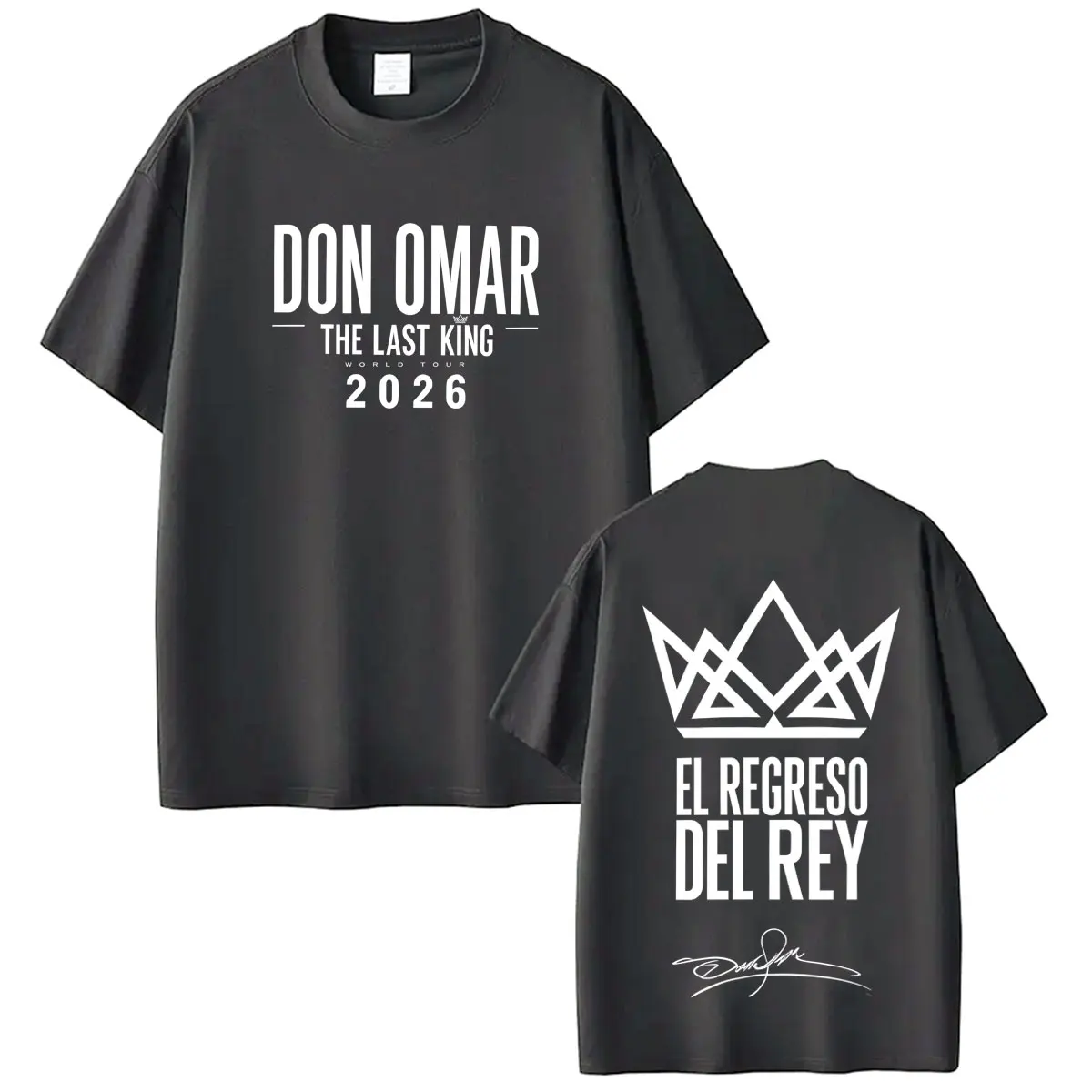 Фото Футболки с принтом Rapper Don Omar The Last King Tour 2026, модные футболки для мужчин и женщин, повседневные хлопковые свободные футболки с короткими рукавами, топы №2