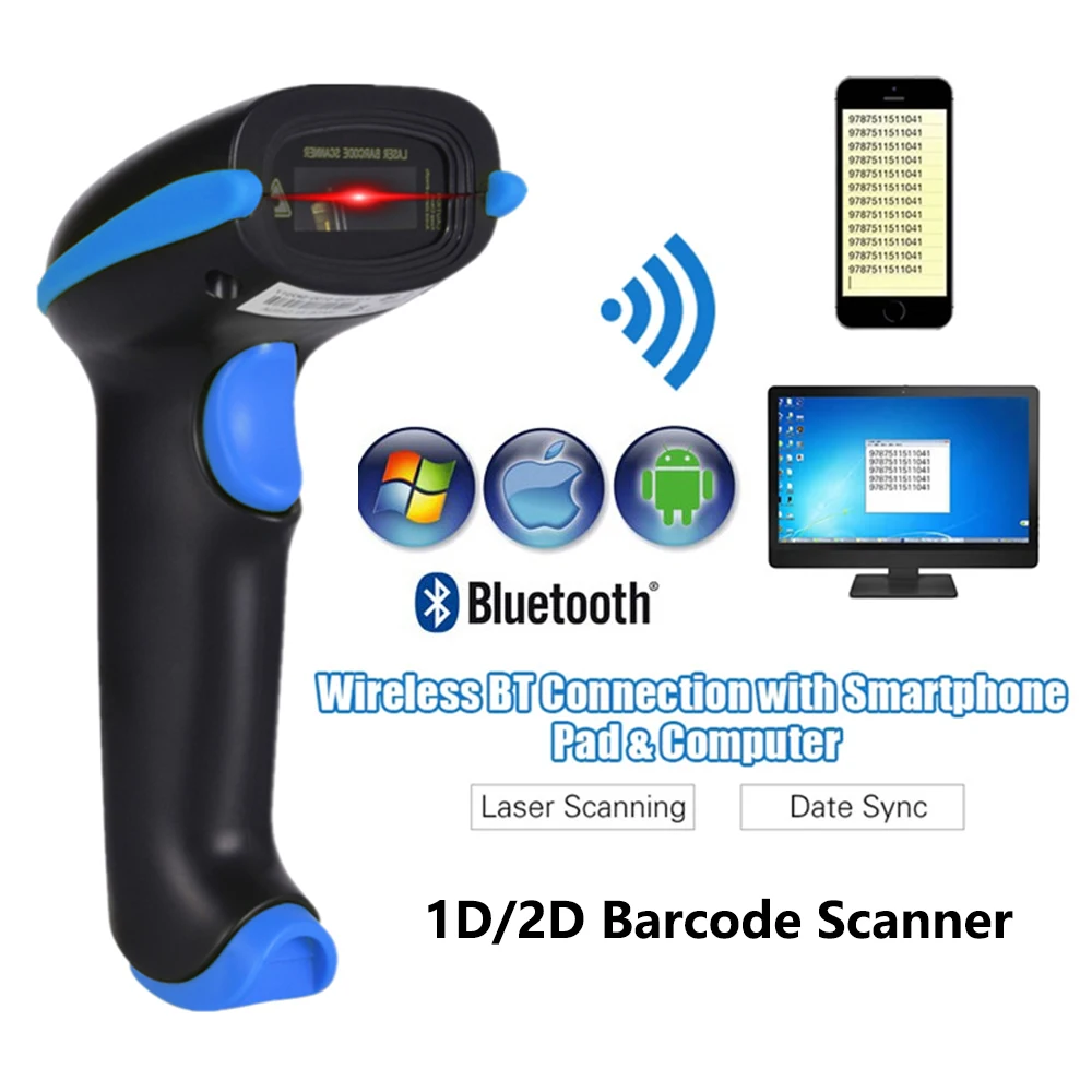 

PDF417 Barcode Scanner Wireless Laser 1D 2D QR Bluetooth Barcode Reader USB Scanner 2D QR Code Reader PDF417 Desktop Scanner