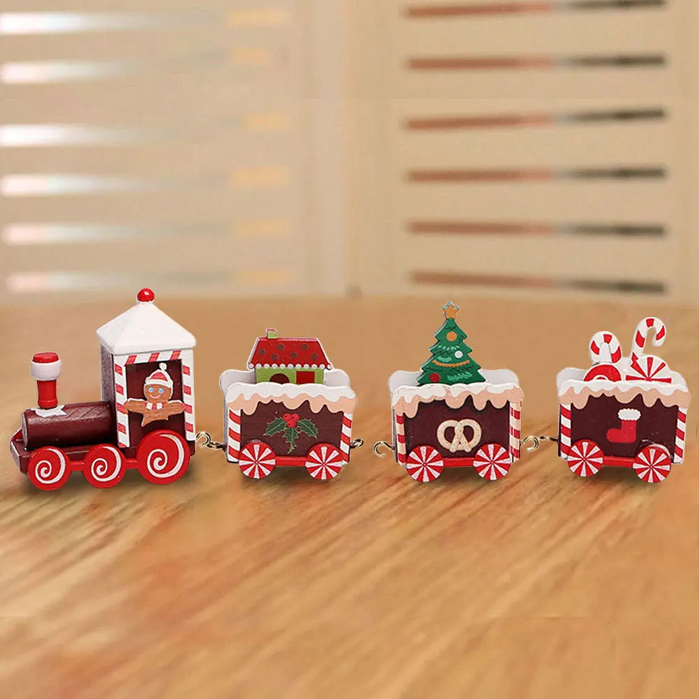 Рождественский деревянный мини-поезд набор декораций рождественский настольный
