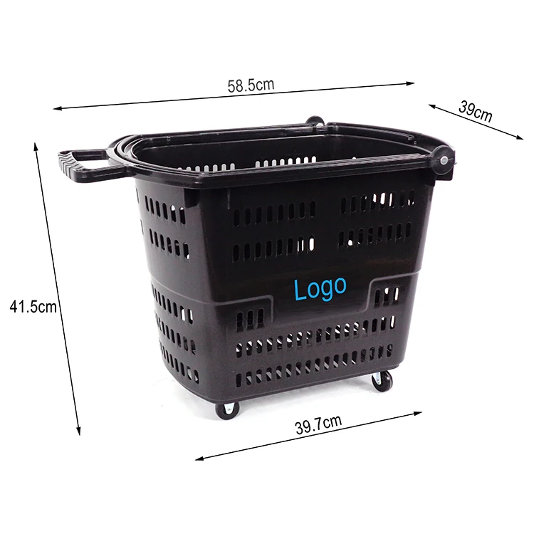 

trolley supermarket basket plastic shopping push cart with handle China Manufacturing Factory Wholesale portable