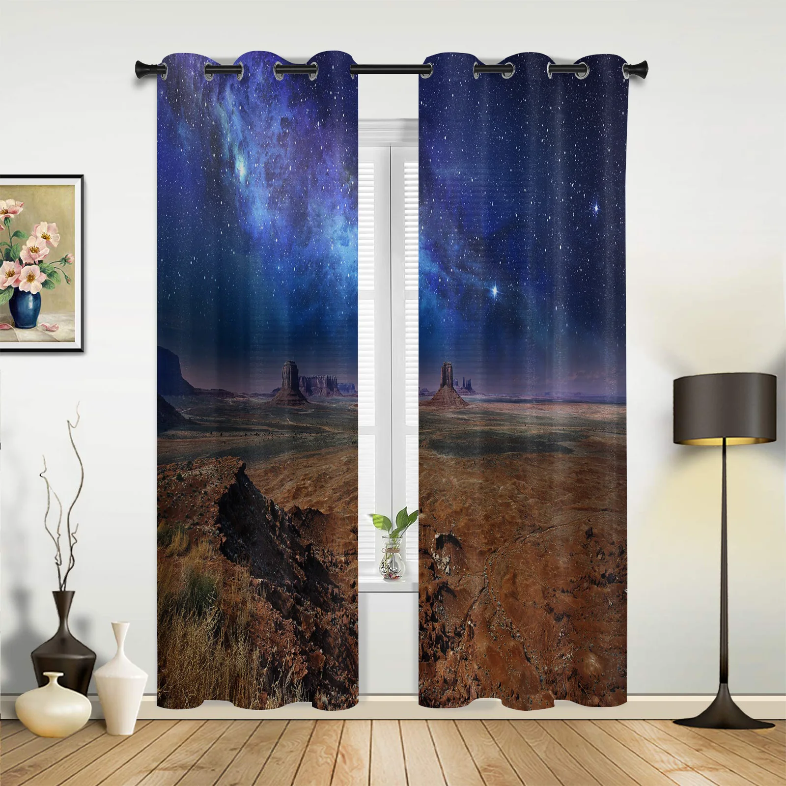 

Desert Ravine Night Sky Curtains for Bedroom Living Room Drapes Kitchen Children's Room Window Curtain Modern Home Decor