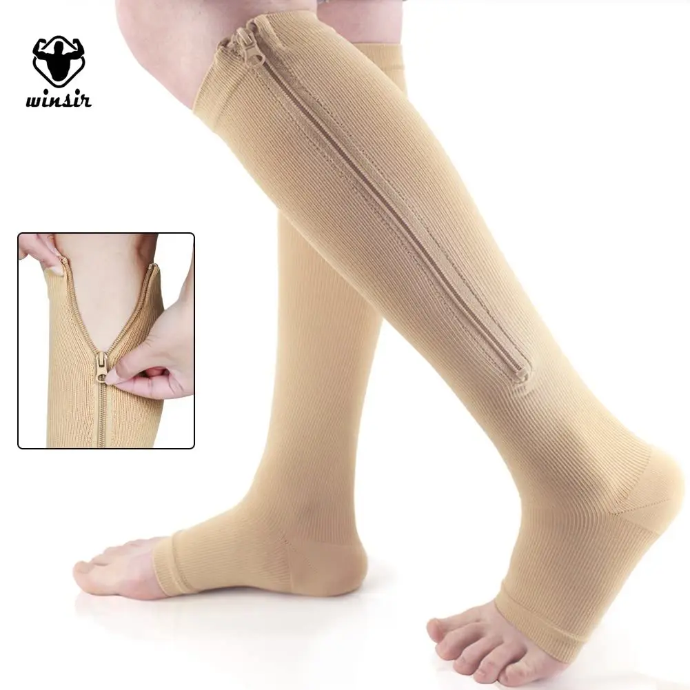 Compression Socks for Women And Men Knee High Open Toe Stockings Ankle Arch Calf Legs Support Precaution Varicose Veins Medical