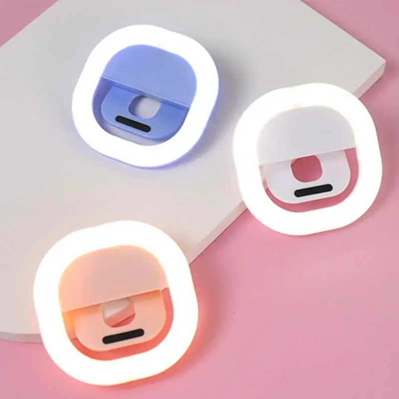 

Кольцевой светильник для селфи | Регулируемая яркость, зажим на ноутбуке, телефоне, светодиодный перезаряжаемый круглый светильник для вид...