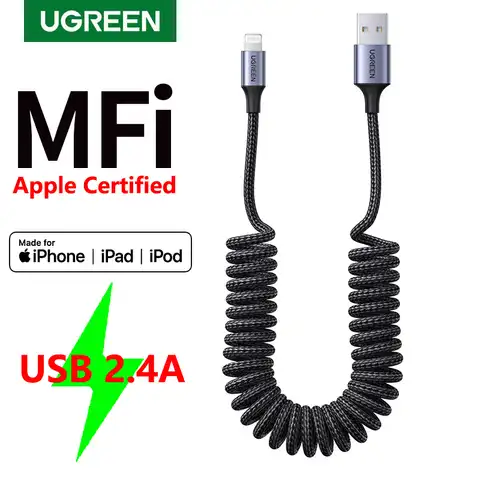 Выдвижной USB-кабель Ugreen MFI для iPhone 13, 12, 11, xs, xr, 8, 7, 6, 5