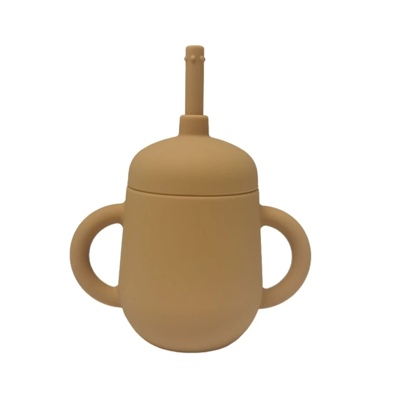 

Baby Feeding Straw Bottle Toddler Learning Drinking Silicone Sippy Cup for Infants Portable Non-Slip Double Handle Drinkware