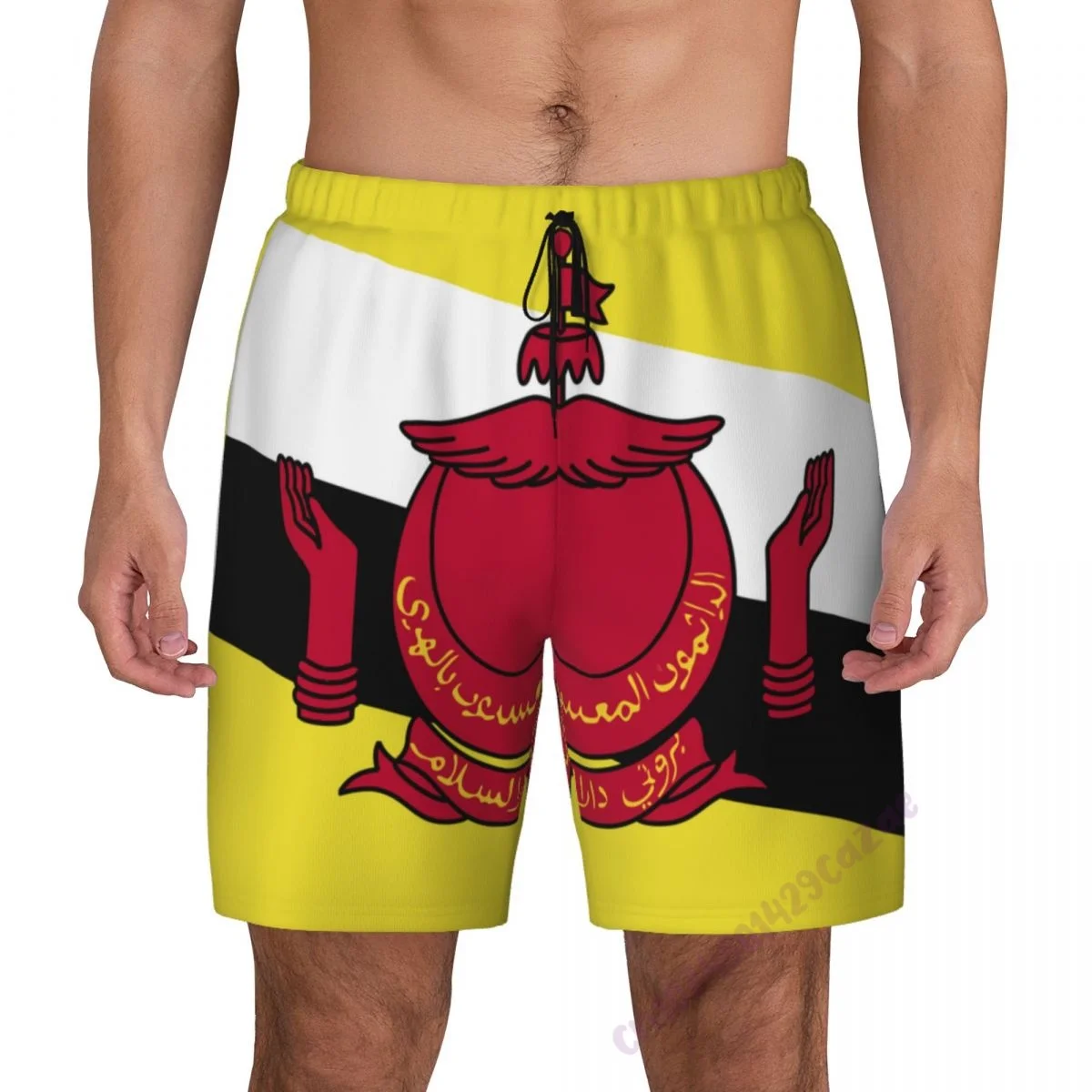 Мужские плавательные шорты 2 в 1 3d-плавки с брунейским флагом и компрессионной