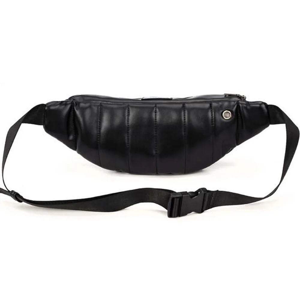 quality Unisex leather hip fanny belt package shoulder bag single cross body bags men PU leather bum waist bags chest Bag