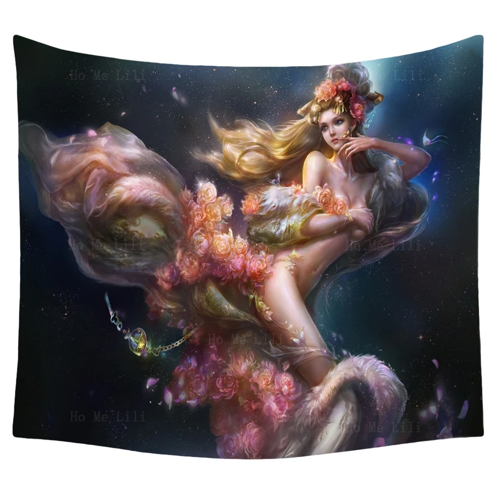 

Сказочный цветок девушка лиса демон мистический красивый лес Феи Весна эльф мечтательный Настенный декор гобелен