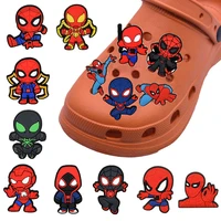 marvel movie spiderman shoe charms slippers diy accessories anime figure pvc shoe buckle decorations souvenir children gift