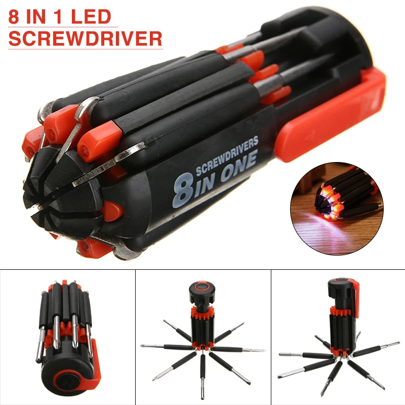

Автомобильные принадлежности 8 в 1 отвертка фонарь пышкой инструмент для ремонта портативные многофункциональные уличные Инструменты Дома...