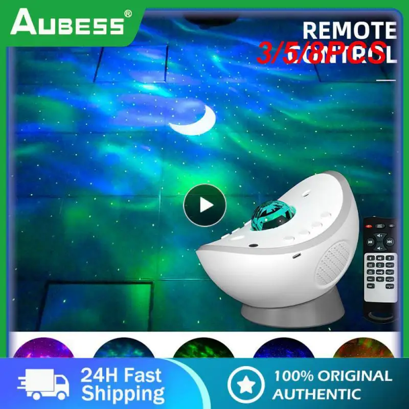 

3/5/8PCS Rotatable Water Wave Projection Lamp Remote Control Two Lampshades bluetooth-compatible Music Night Light