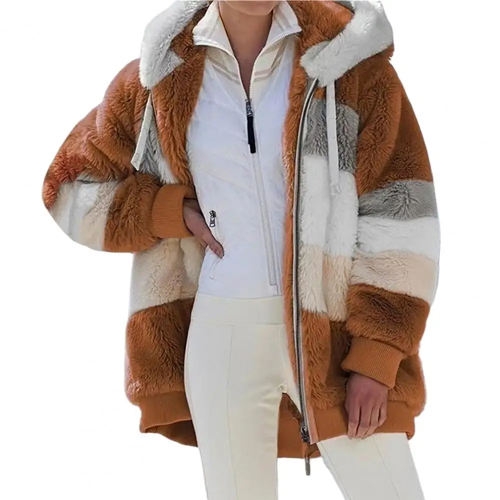 

Lady Autumn Jacket Cardigan Winter Jacket with Hat Plush Lady Autumn Jacket