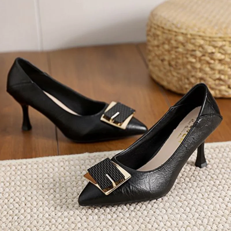 Zapatos de mujer женские модные милые легкие черные туфли на шпильке для карьеры офисные