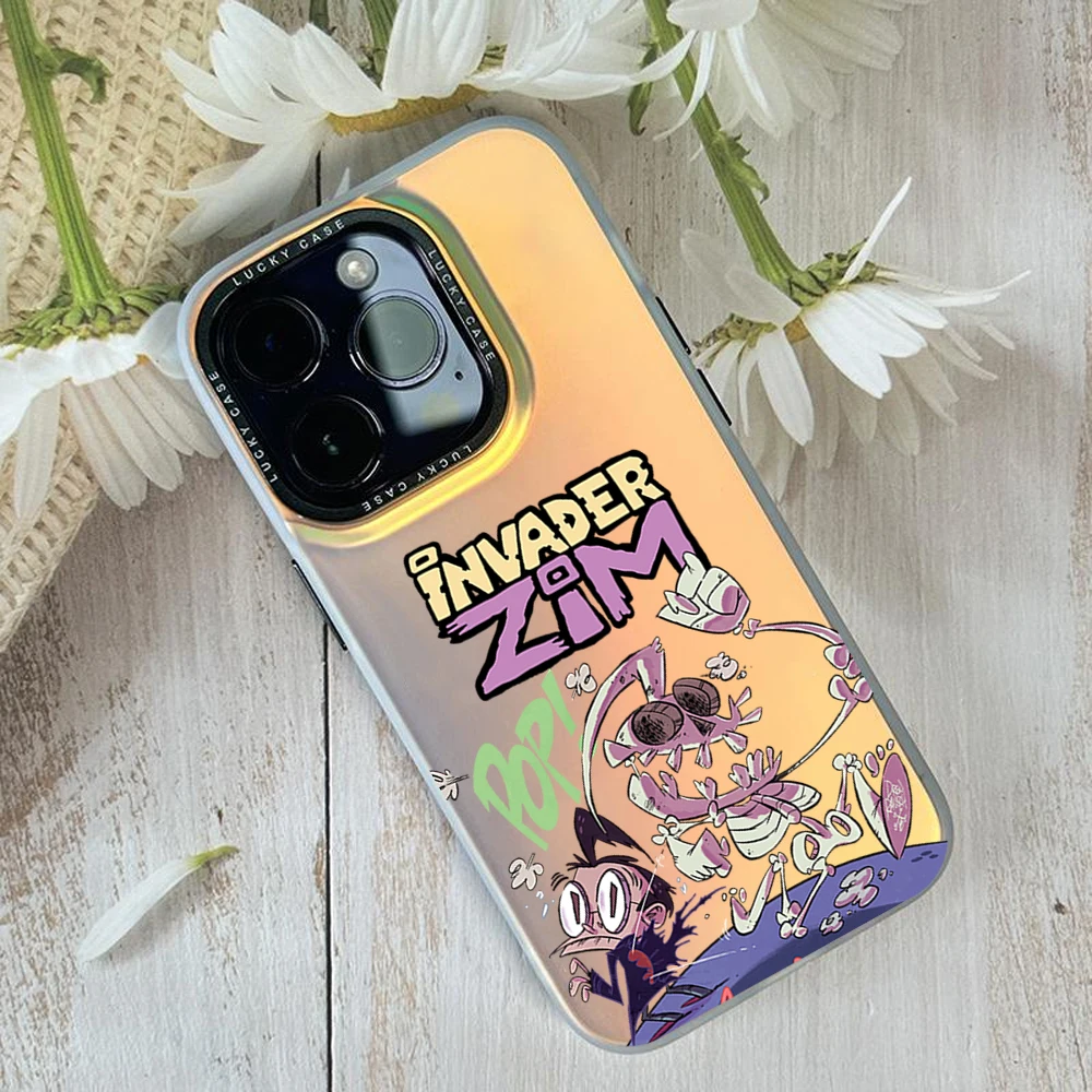 Cartoon I-Invader Zim For Huawei MATE 60 70 PRO NOVA PURA ULTRA Honor 90 80 SE GT 200 IMD Chameleon Laser Phone Case