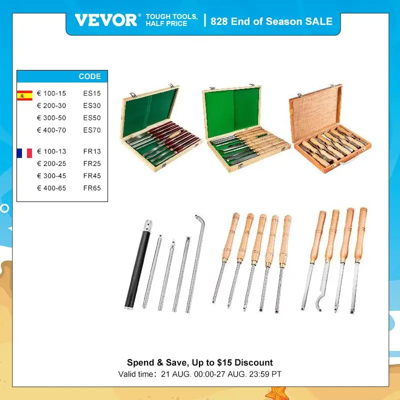VEVOR Wood Turning Tools Wood Carving Hand Chisel Set Lathe Knife DIY Woodworking Professional Gouges Woodcraft Carpentry Tools