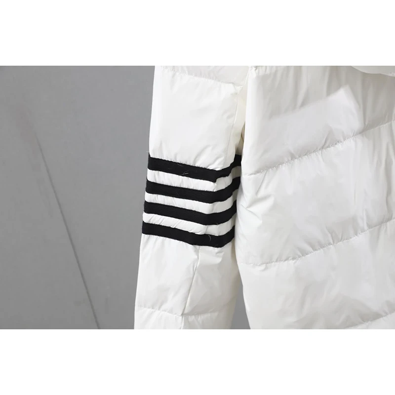 Winter Men Down Jacket Warm Baseball Collar Classic Striped Design Down Coats Fashion Business Style Parka Casual TB Overcoat