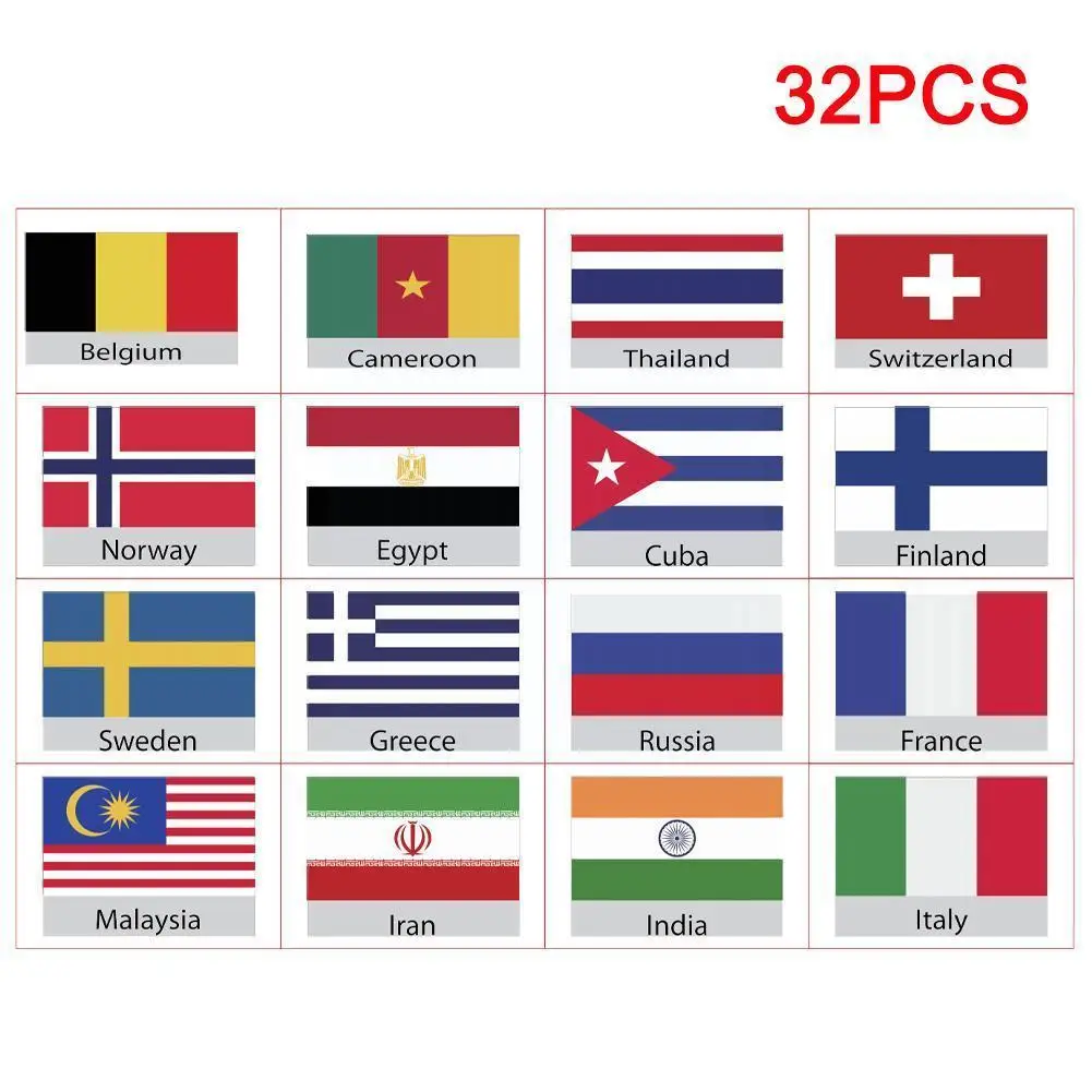 

32 пластиковых водонепроницаемых флага, английский язык, обучение словам, флэш-Обучающие карты, Когнитивная игра, ранние флэш-карты, цветные ...